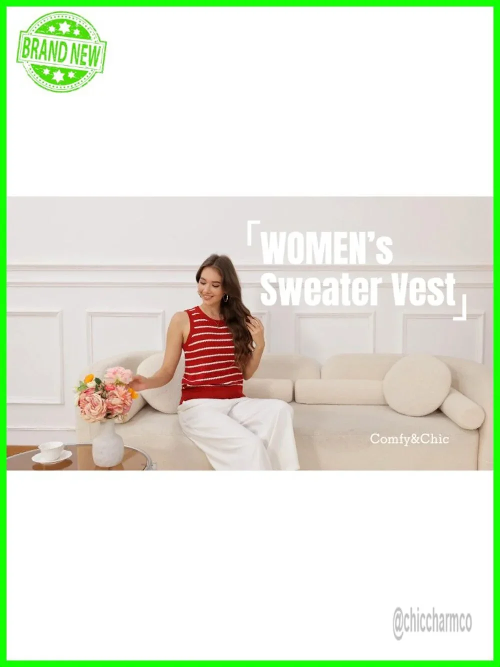 Crochet Striped Sleeveless Sweater Vest Tank Top Knit Women Casual